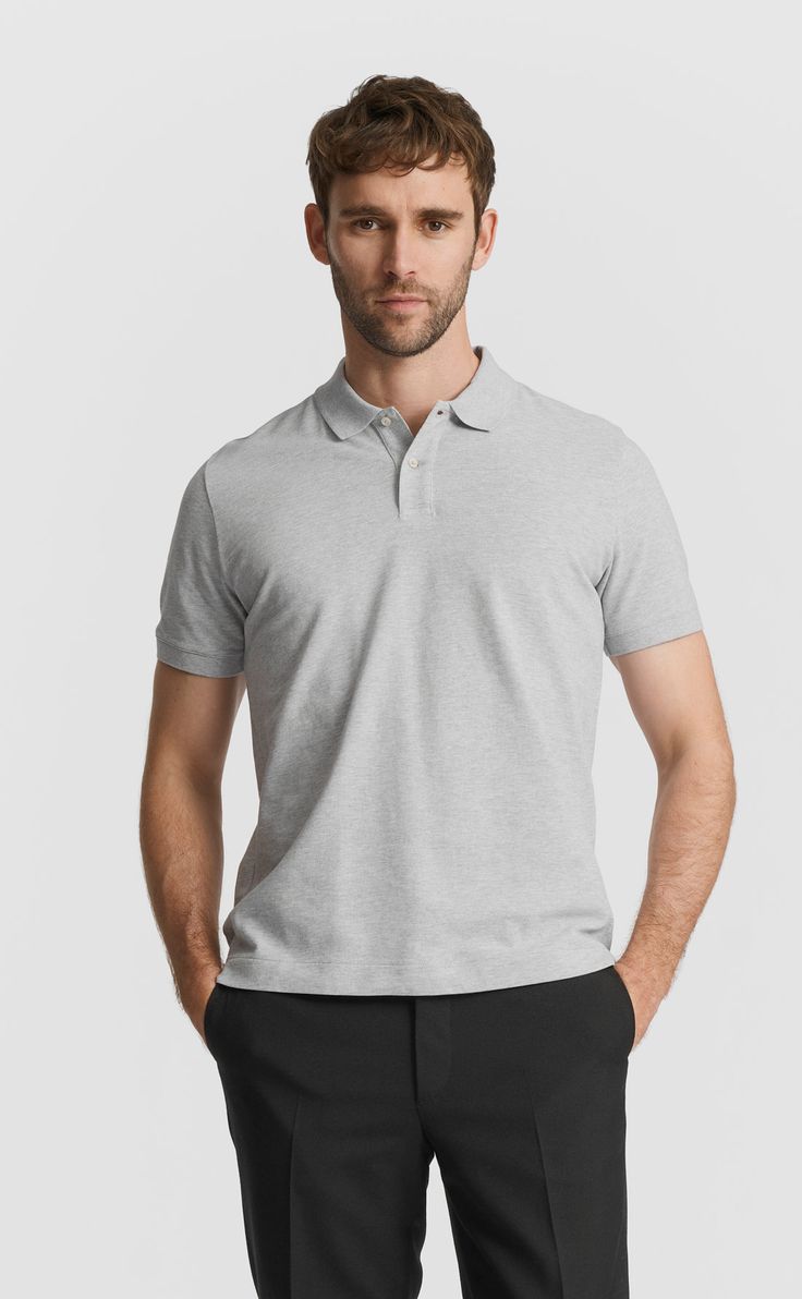 Remera polo premium gris claro
